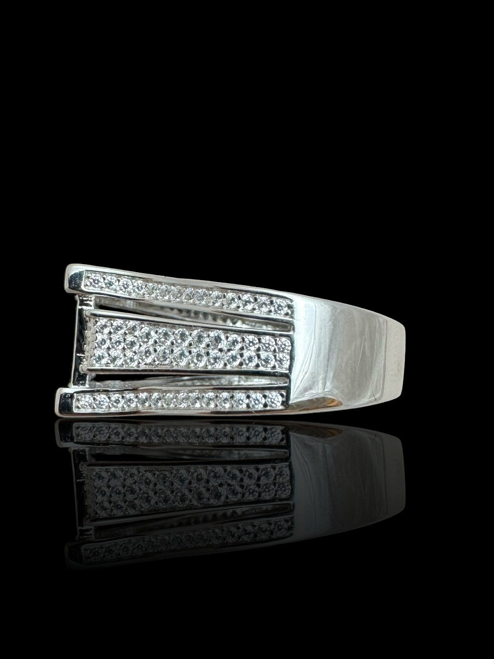 Sterling Silver Iced Out Ring | 925 Silver CZ Iced Statement Ring