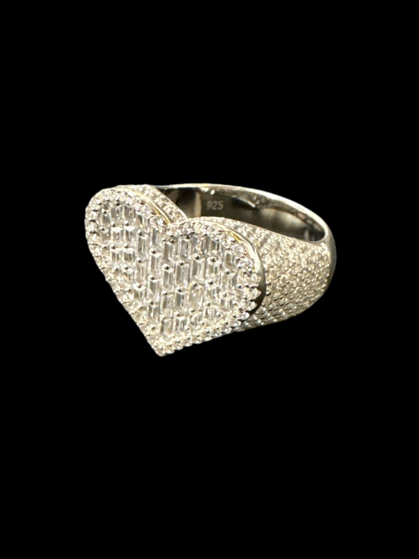 Heart Pinky Ring With Baquette Stones