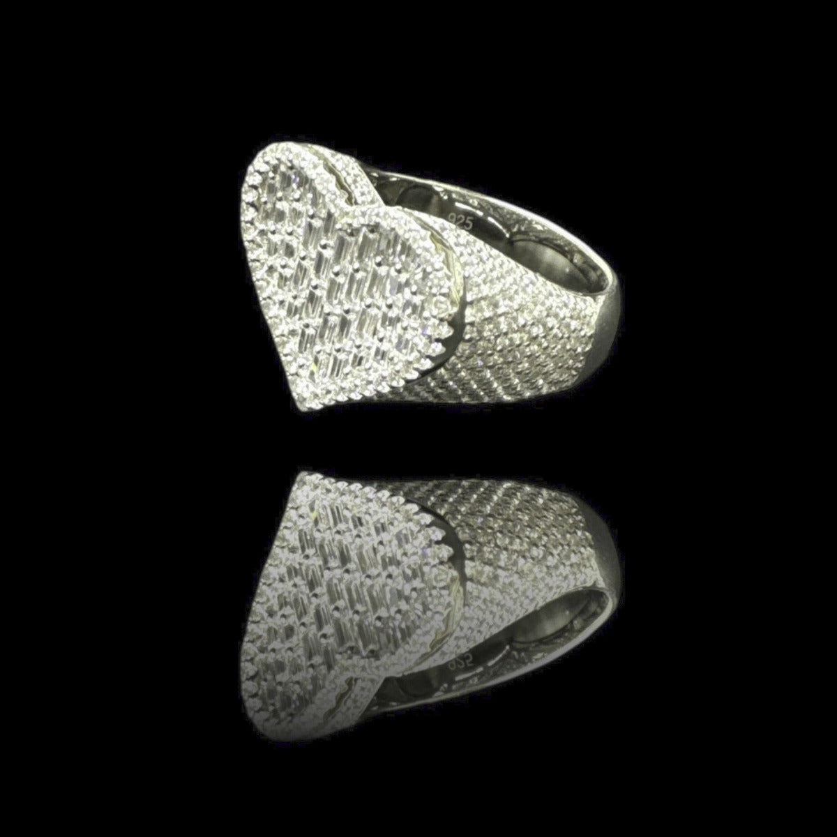 Heart Pinky Ring With Baquette Stones