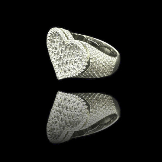 Heart Pinky Ring With Baquette Stones