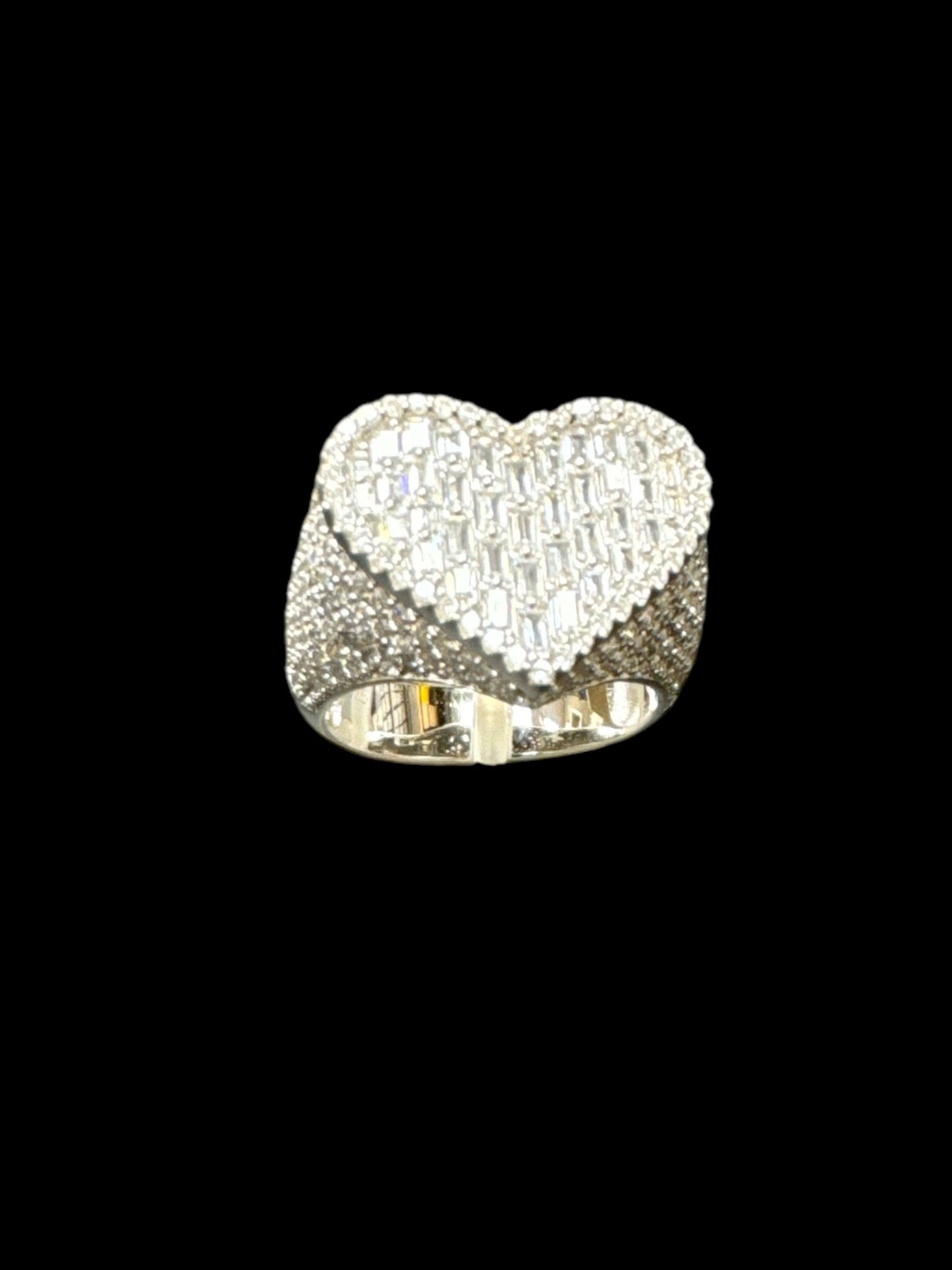 Heart Pinky Ring With Baquette Stones