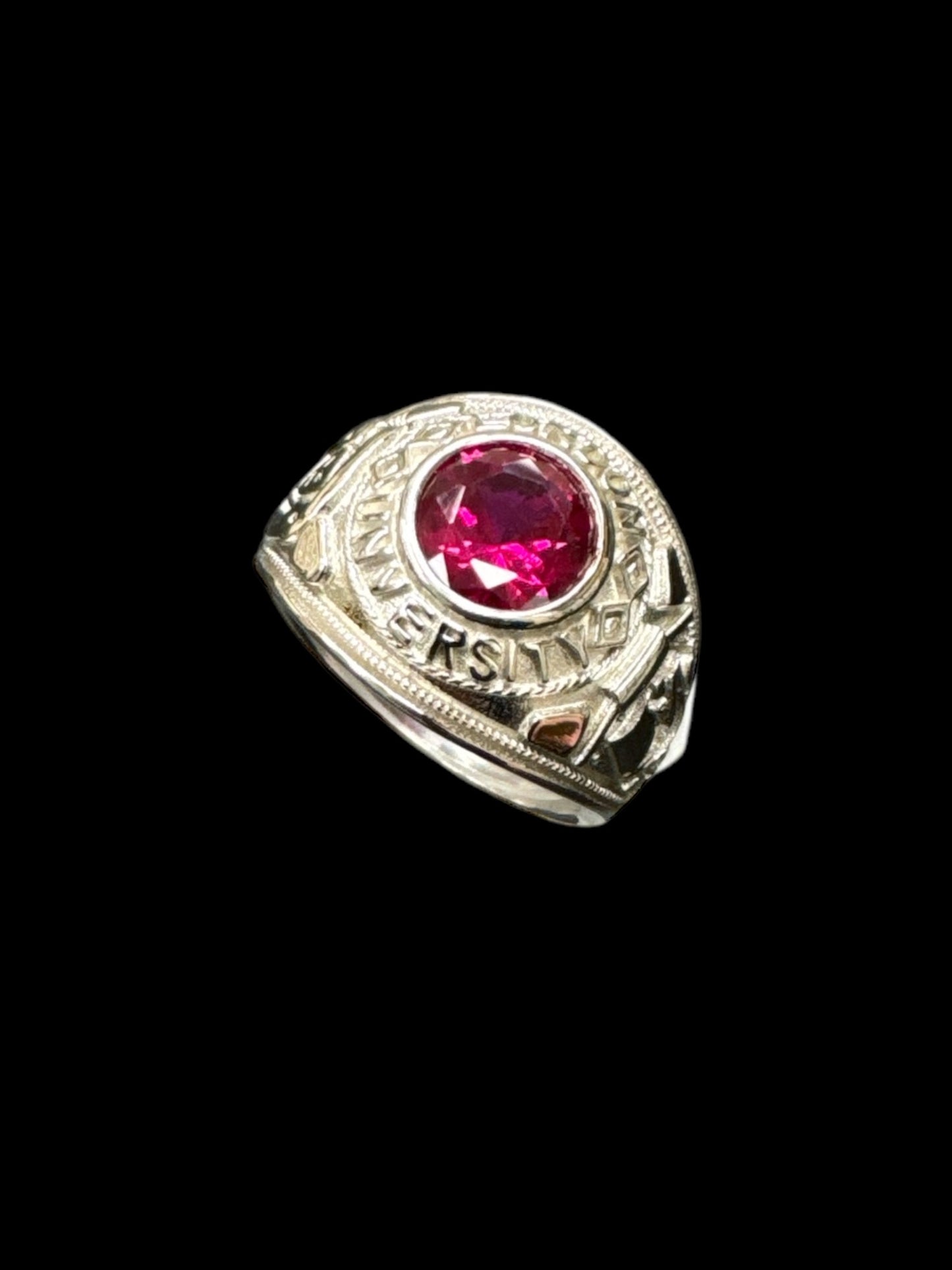 Sterling Silver Ruby Gents College Ring
