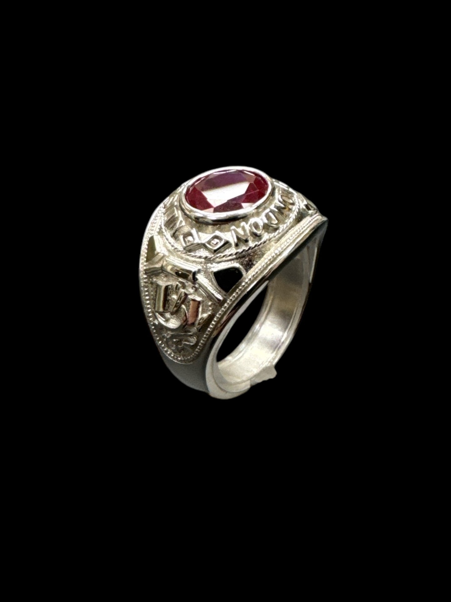 Sterling Silver Ruby Gents College Ring