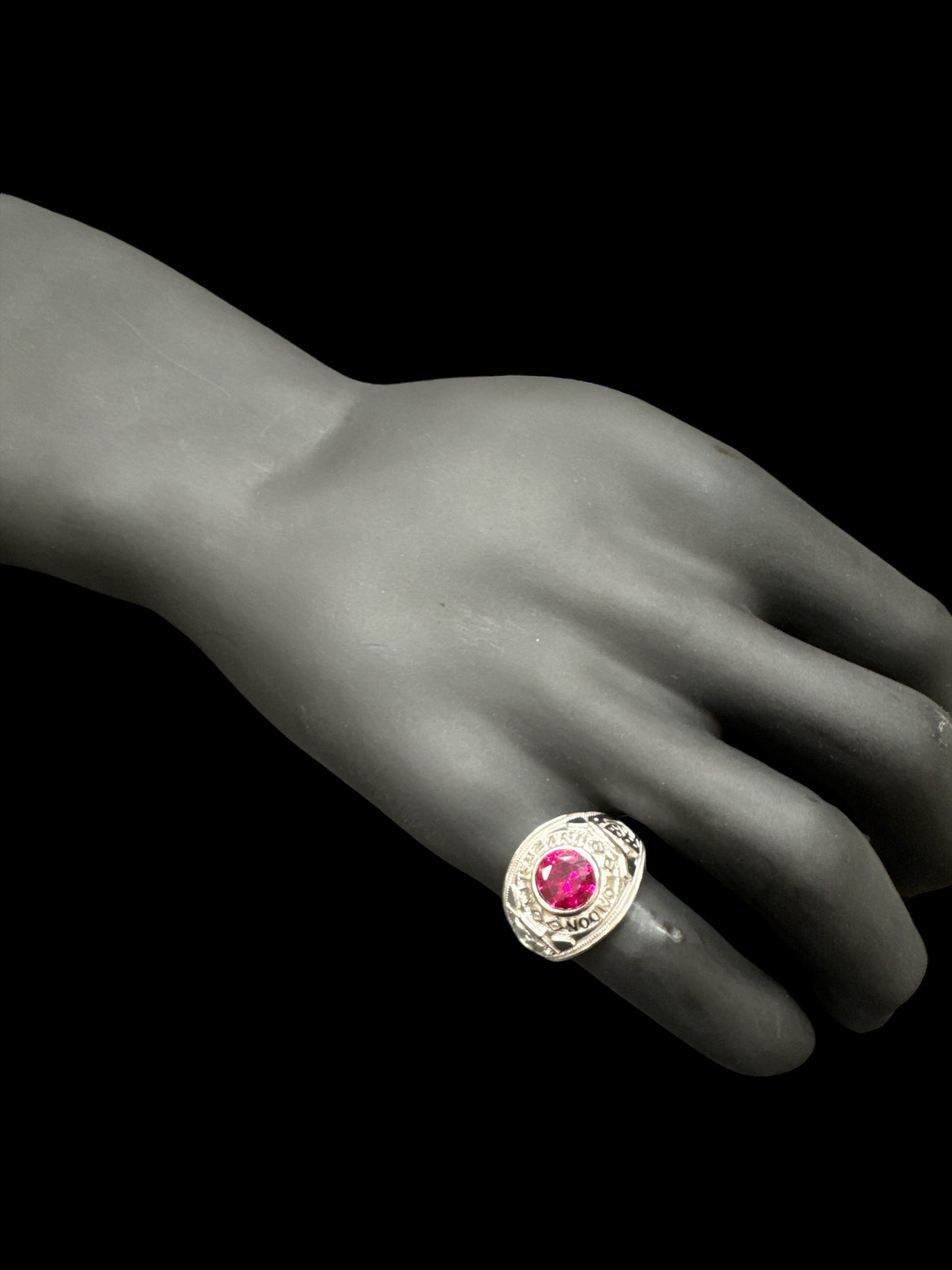 Sterling Silver Ruby Gents College Ring