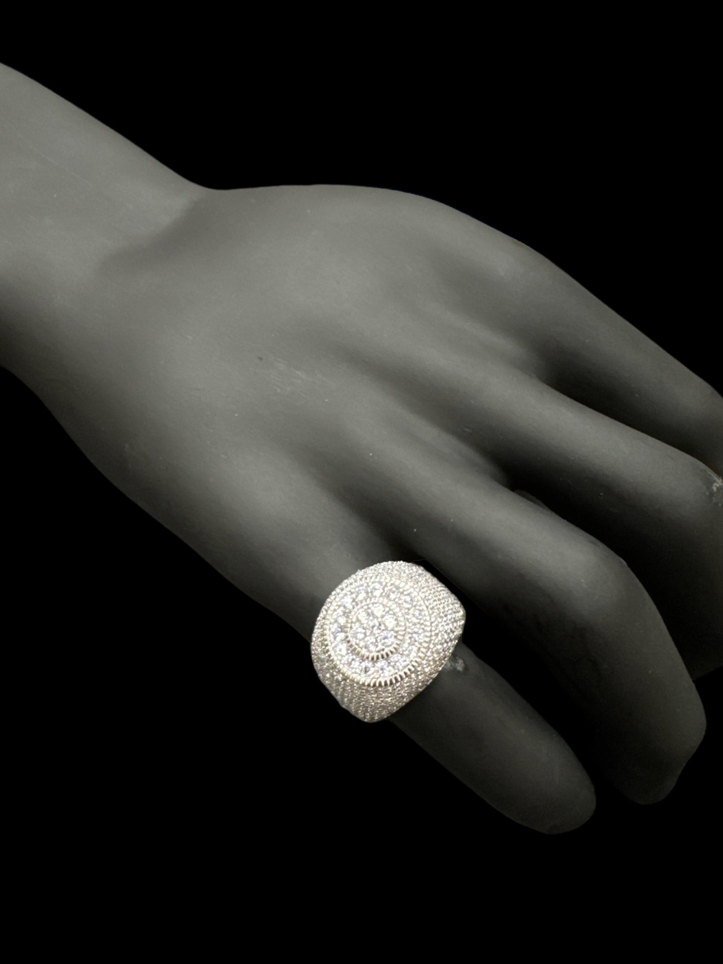 Sterling Silver Fully Iced Out Pinky Ring