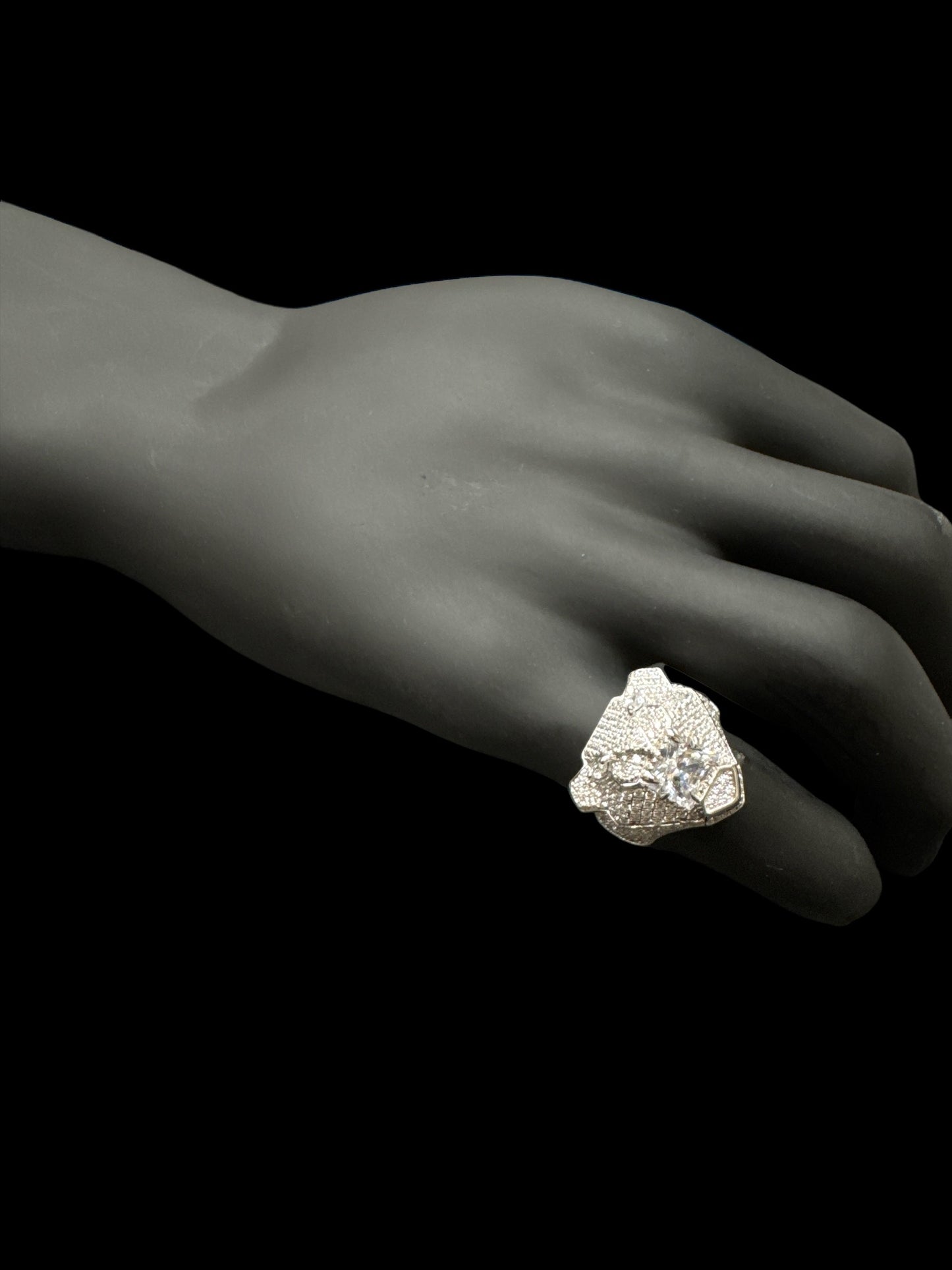 Sterling Silver Iced Out Panther Ring