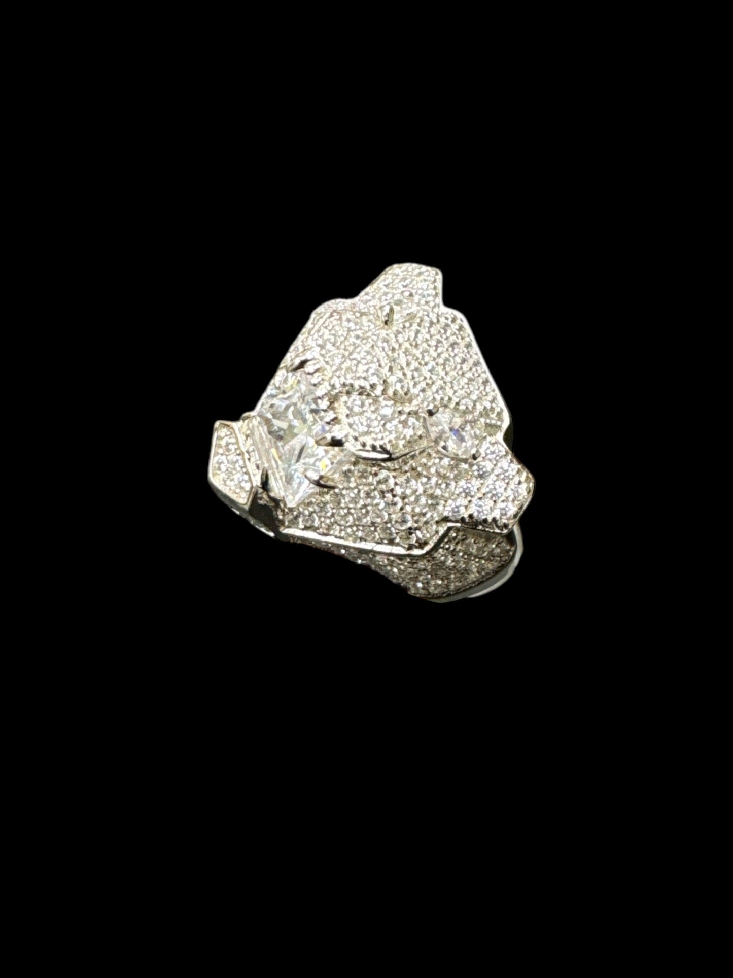 Sterling Silver Iced Out Panther Ring