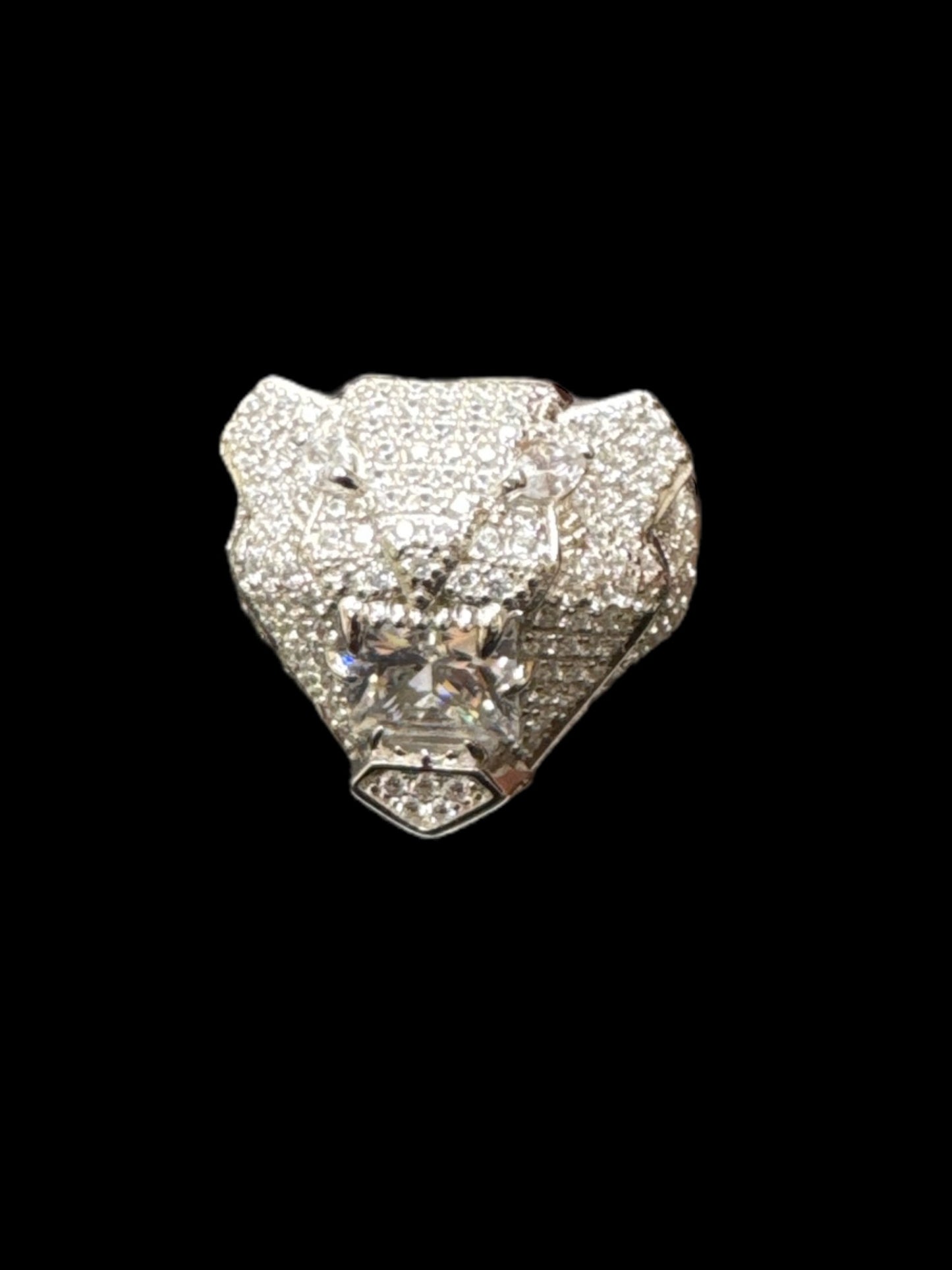 Sterling Silver Iced Out Panther Ring