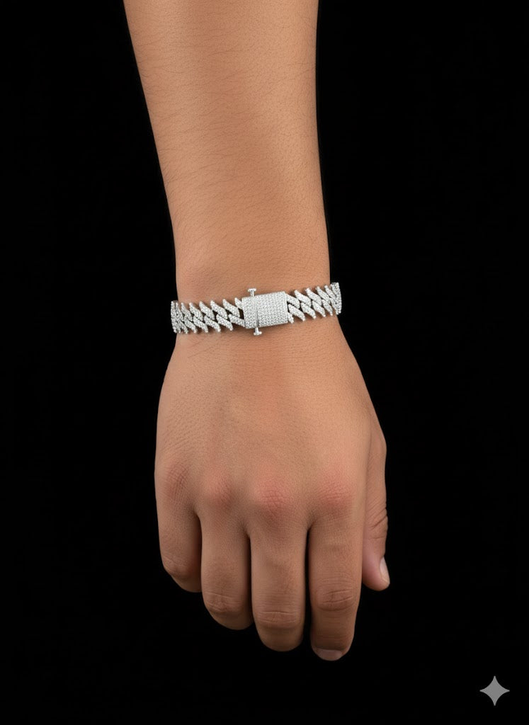 Men’s Sterling Silver Spike CZ Bracelet