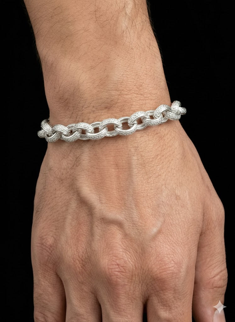 CZ Stone Belcher Men’s Silver Bracelet