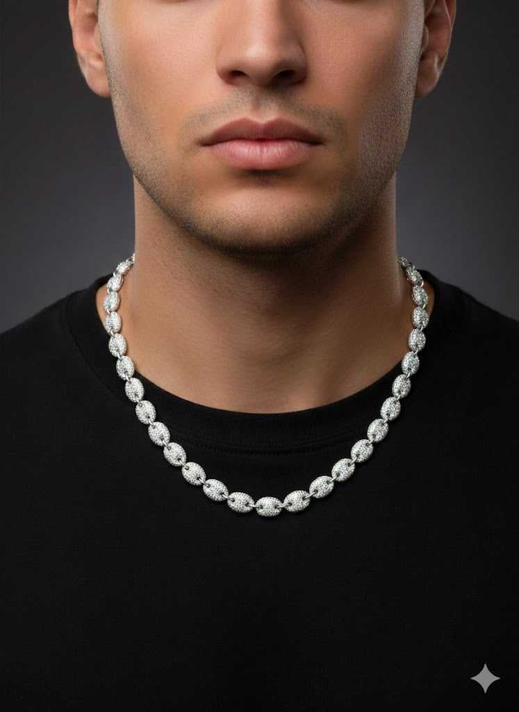 Men’s Silver Iced Out Mariner Chain
