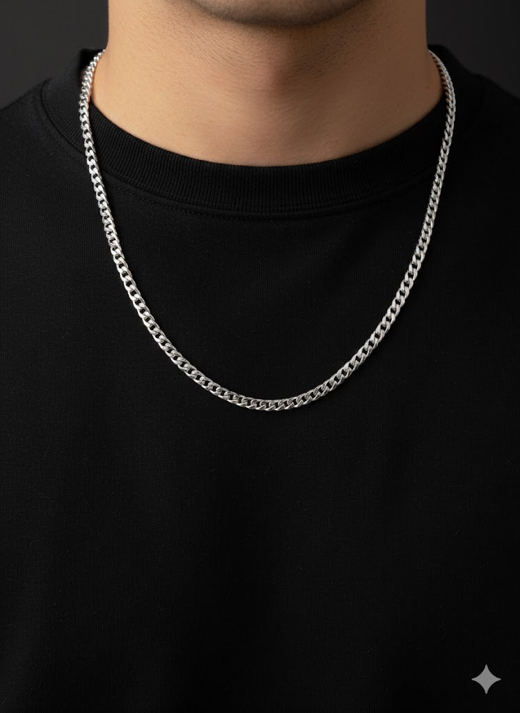 Men’s Domed Cuban Silver Chain
