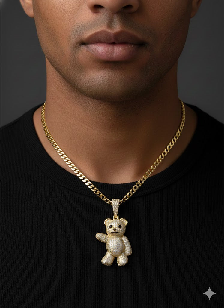 Bear Silver Gold-Plated Pendant