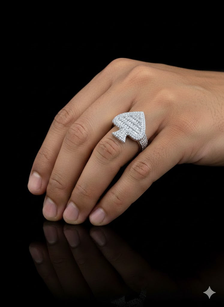 Men’s CZ Stone Silver Spade Ring