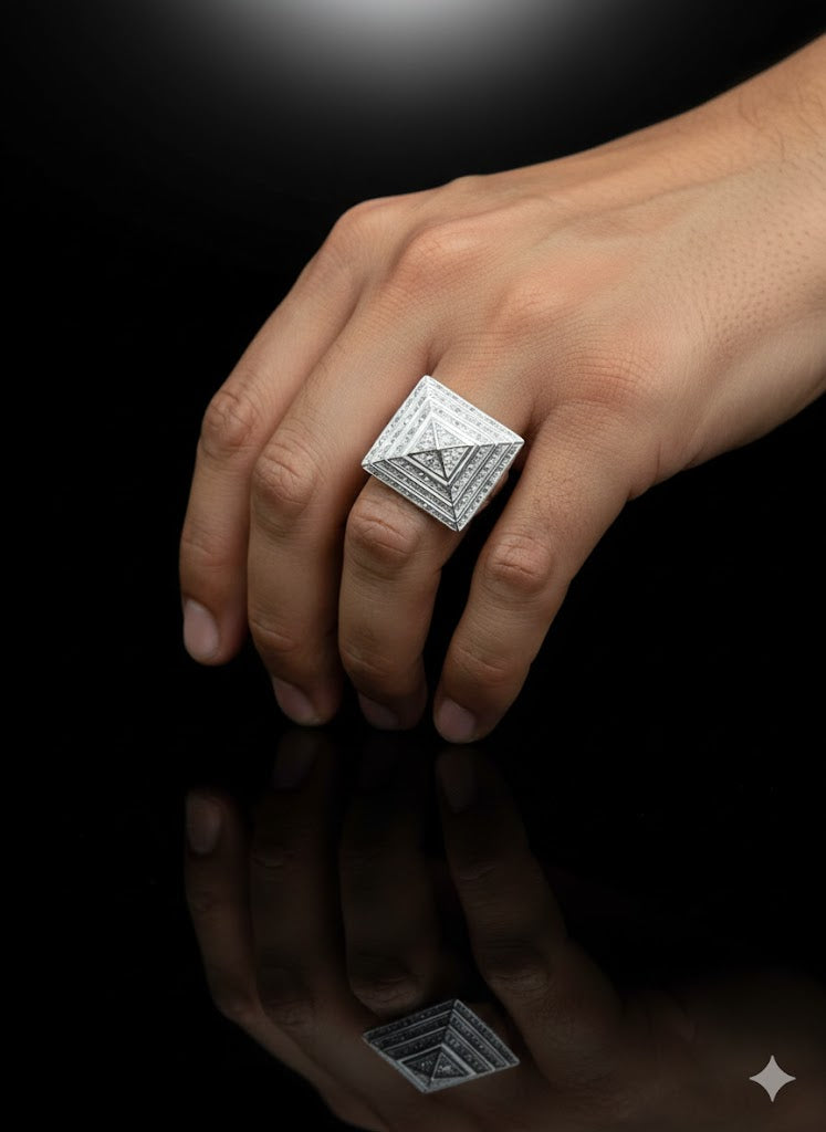 Men’s 925 Sterling Silver Pyramid Ring