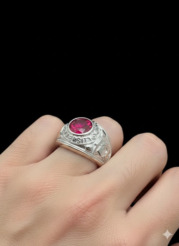 Sterling Silver Ring Set with Red Stone | 925 Silver Red Gemstone Ring