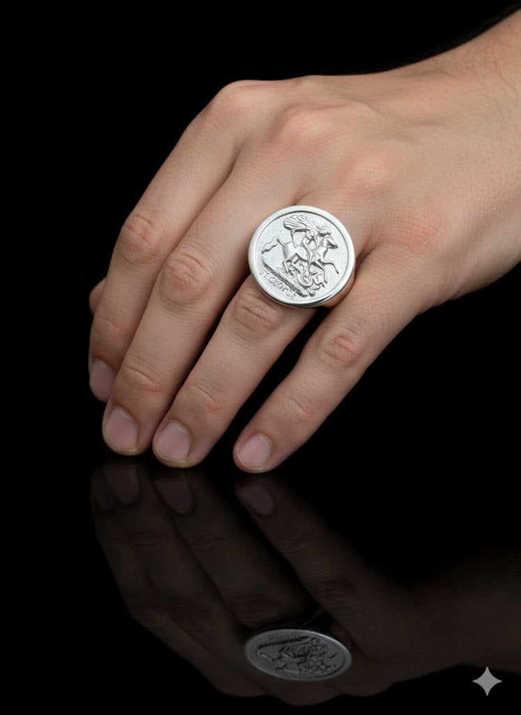 Sterling Silver Sovereign Ring 21mm | 925 Silver Large Sovereign Coin Ring