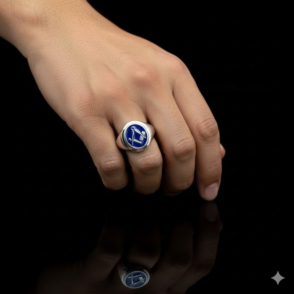 Sterling Silver Square and Compass Masonic Ring – Craft Freemason Signet Ring