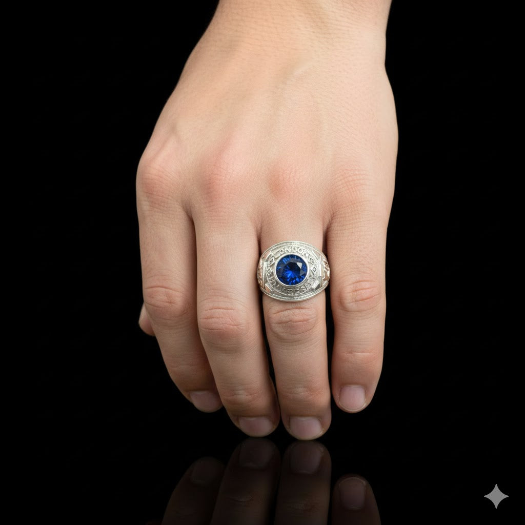 925 Sterling Silver Blue Stone Ring – Classic Statement Silver Jewelry