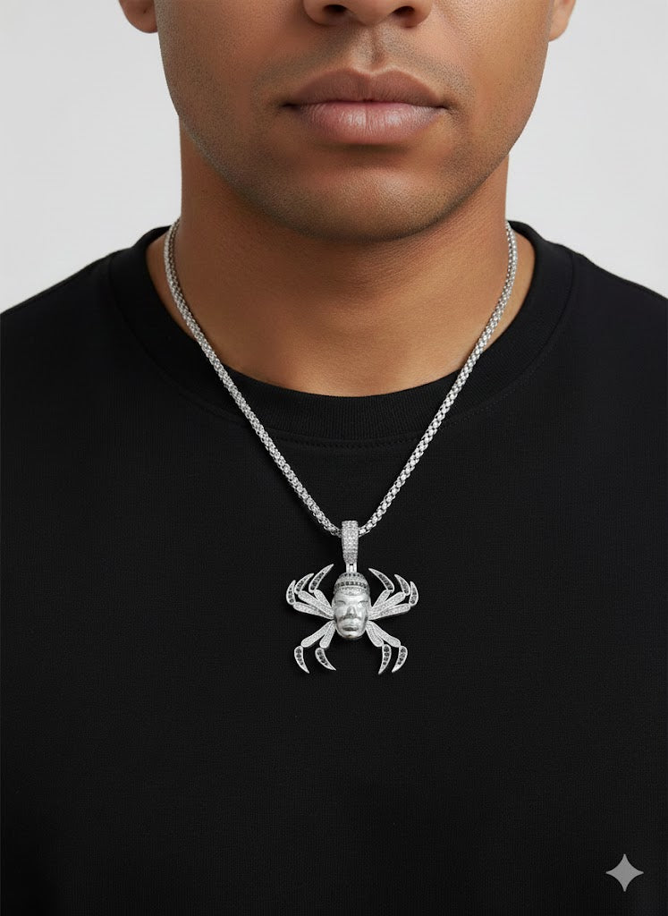 Spider Design Silver Men’s Pendant