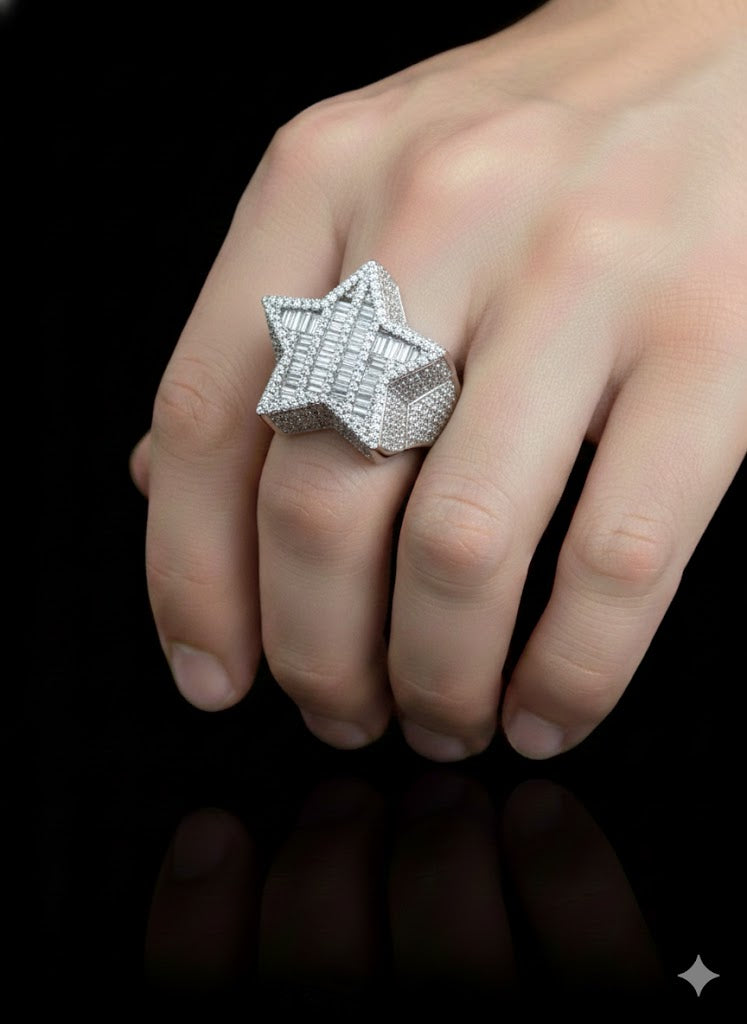 CZ Star Men’s Silver Ring