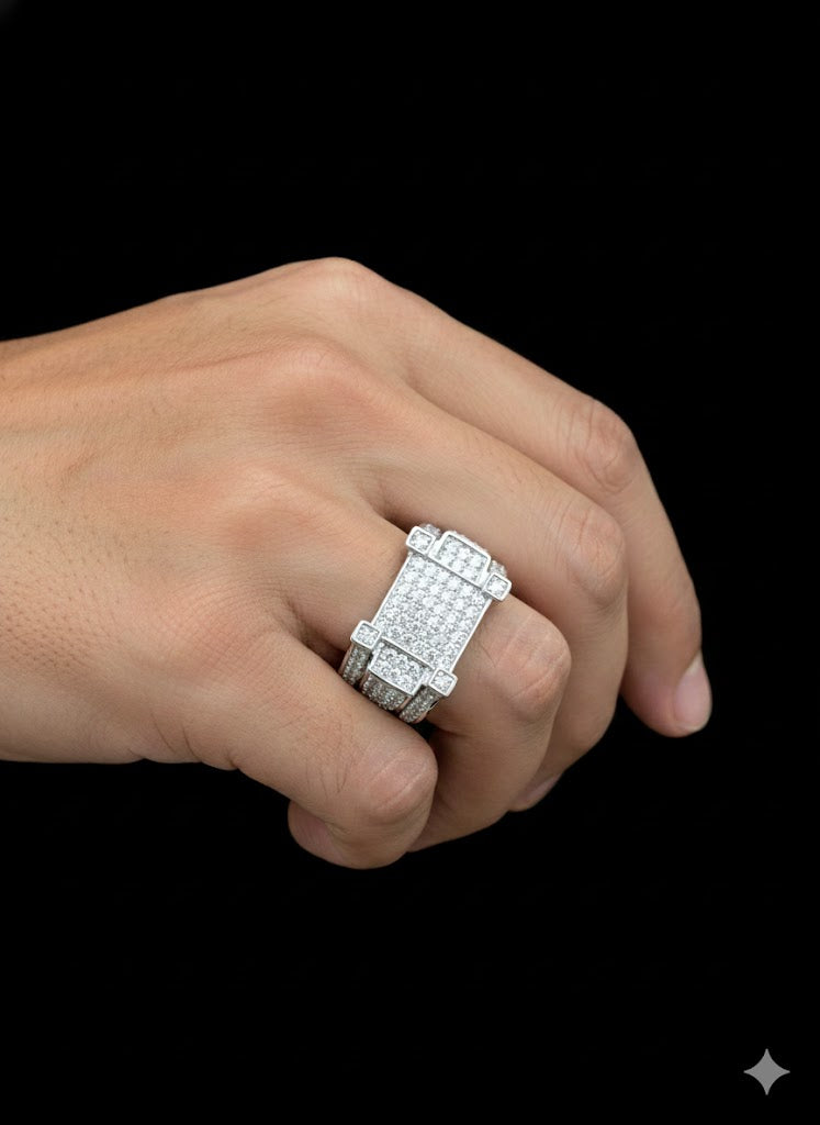 Rectangular Stone Men’s Silver Ring