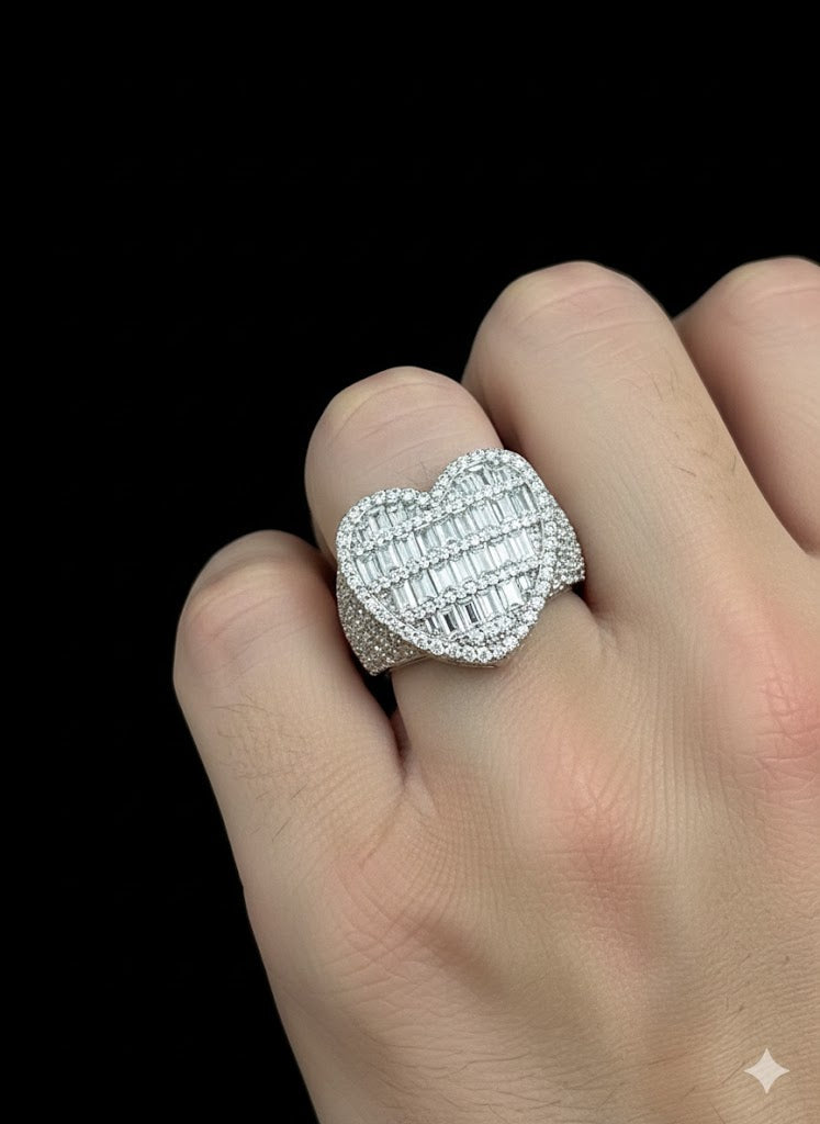 Heart Design Men’s Ring with Cubic Zirconia