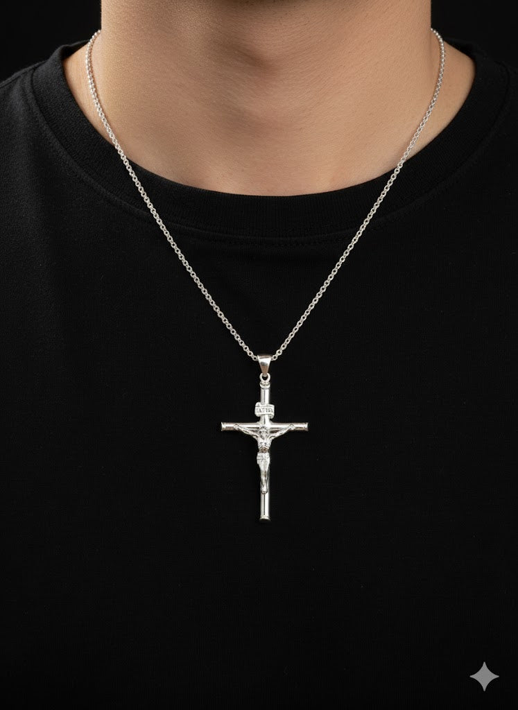 Jesus (Hz. Isa) Silver Cross Pendant