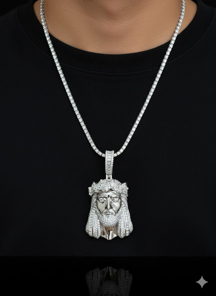 Jesus (Hz. Isa) CZ Silver Pendant