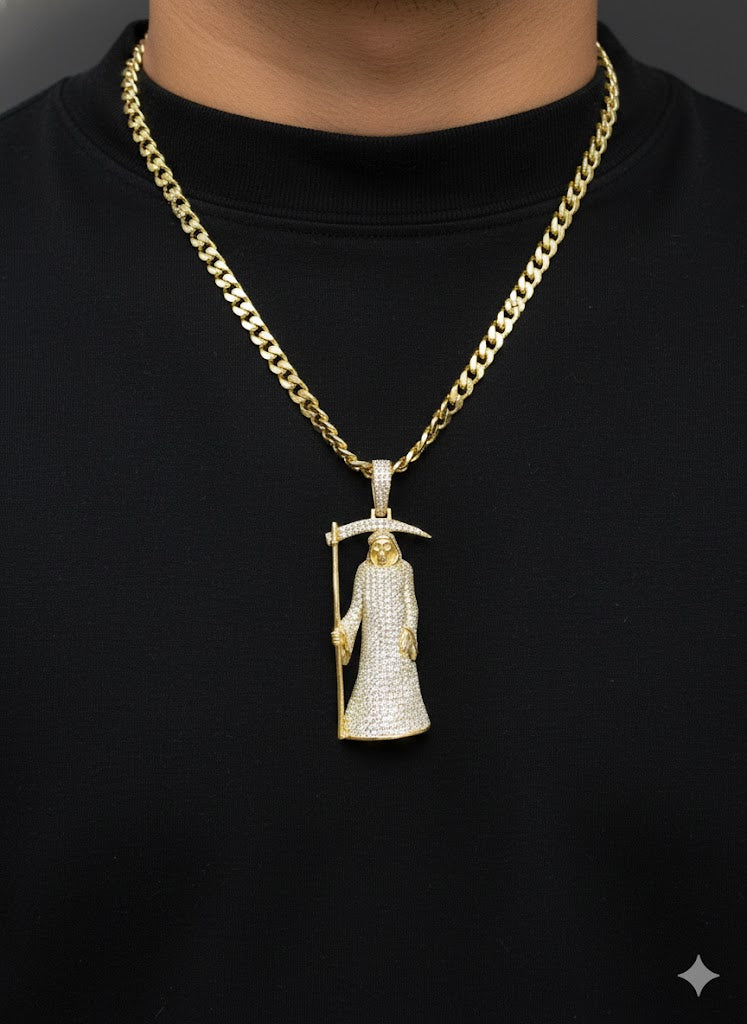 Men’s Gold-Plated Silver Grim Reaper Pendant