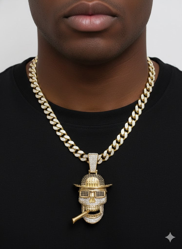 Men’s Gold-Plated Silver Skull Pendant