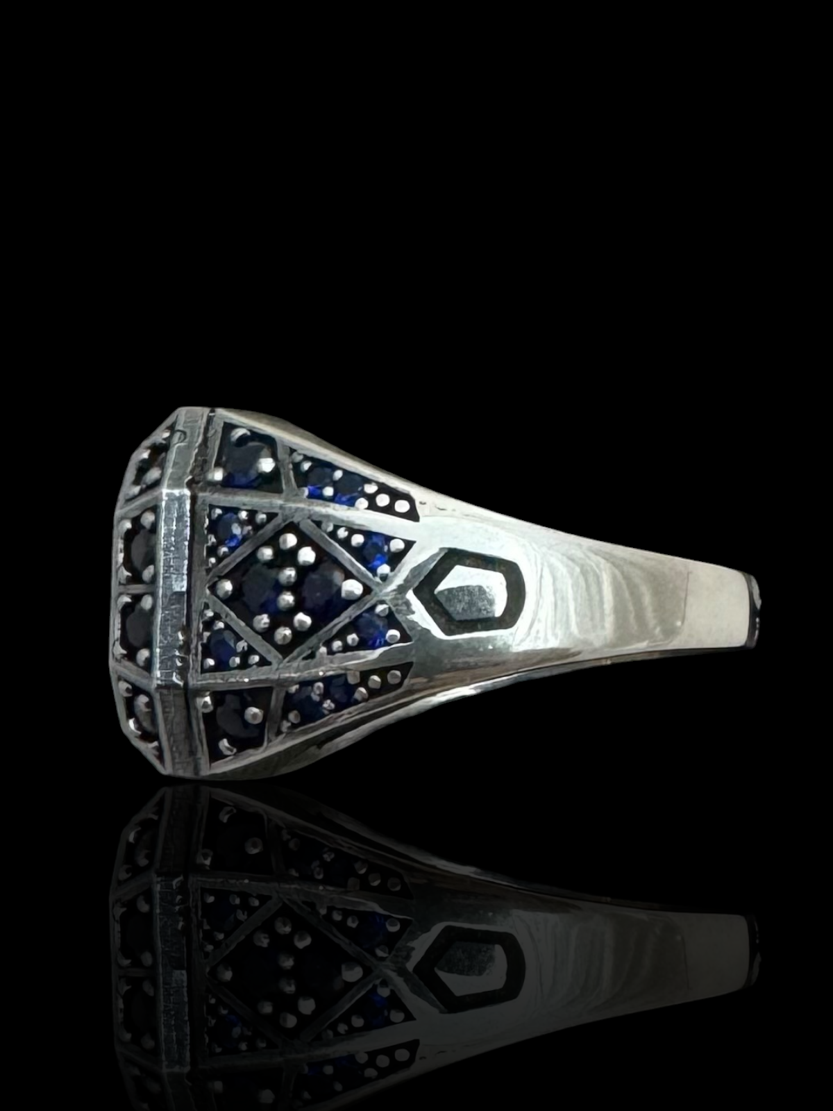 Blue CZ Stone Silver Men’s Ring