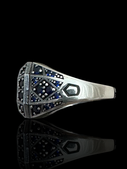 Blue CZ Stone Silver Men’s Ring