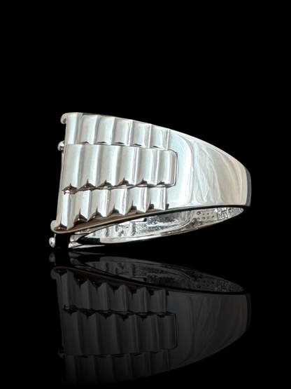 Rectangular CZ Design Silver Ring