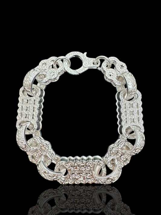 Star & Bars Men’s Silver Bracelet