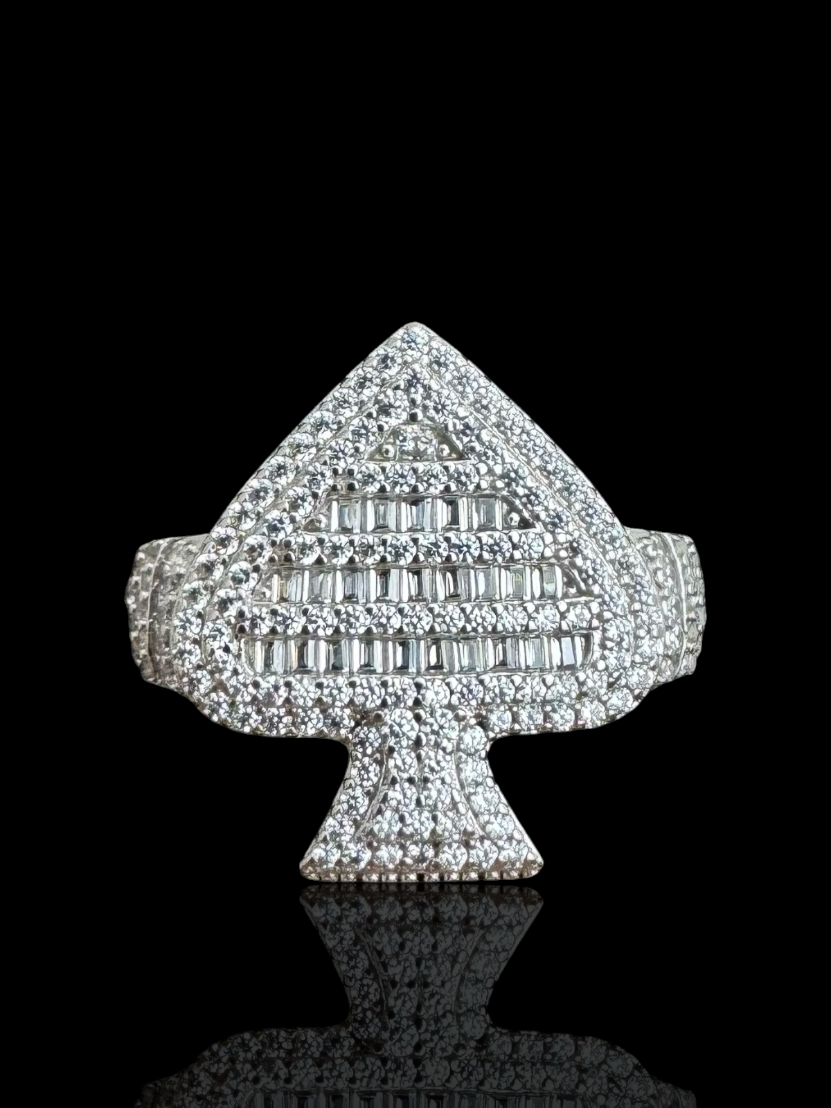 Men’s CZ Stone Silver Spade Ring