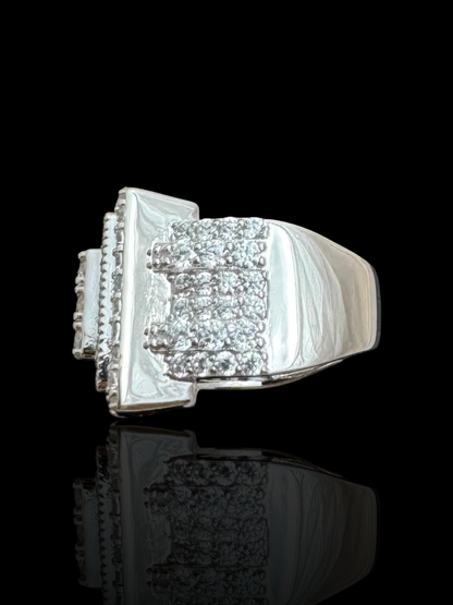 Rectangular Special Design CZ Silver Ring