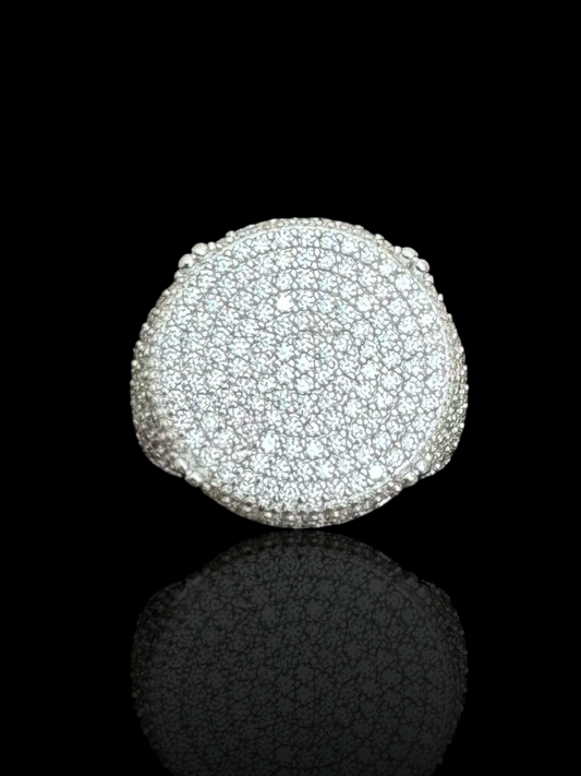 Round CZ Stone Men’s Silver Ring