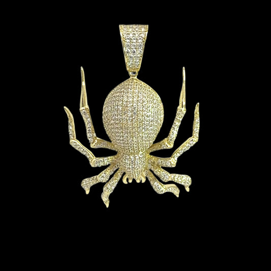 Silver Spider Pendant 14ct Plated Yellow Gold