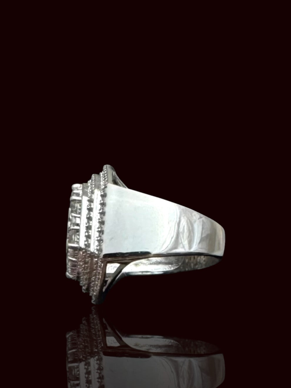Hexagon CZ Men’s Silver Ring