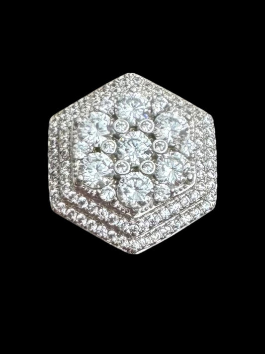 Hexagon CZ Men’s Silver Ring
