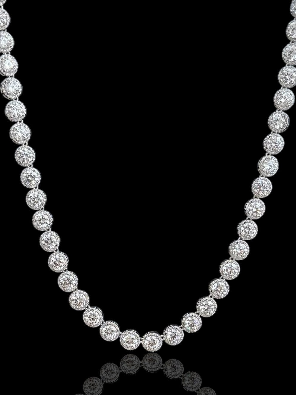 Tennis Cluster Link Chain  Necklace – Sterling Silver