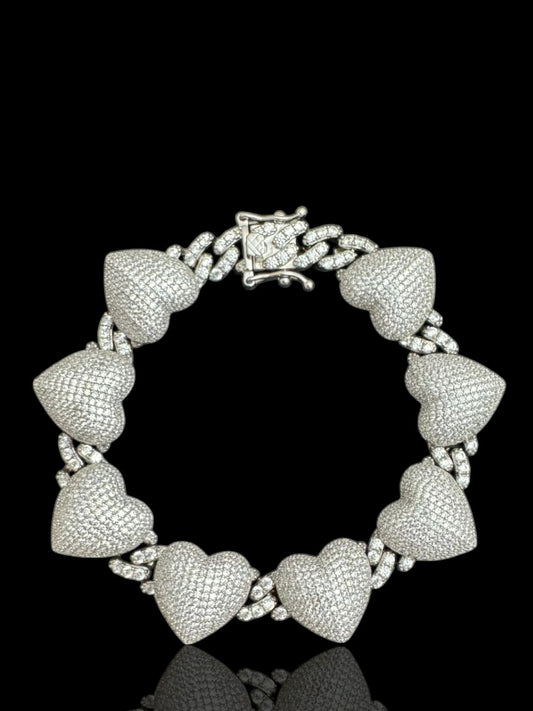 Men’s Silver Heart Cuban Bracelet