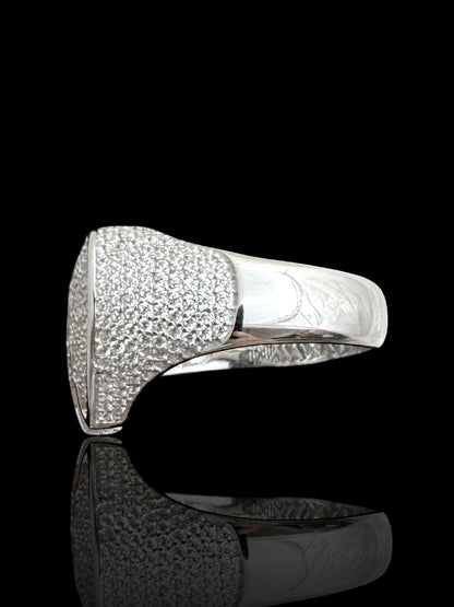 Men’s CZ Stone Broken Heart Silver Ring