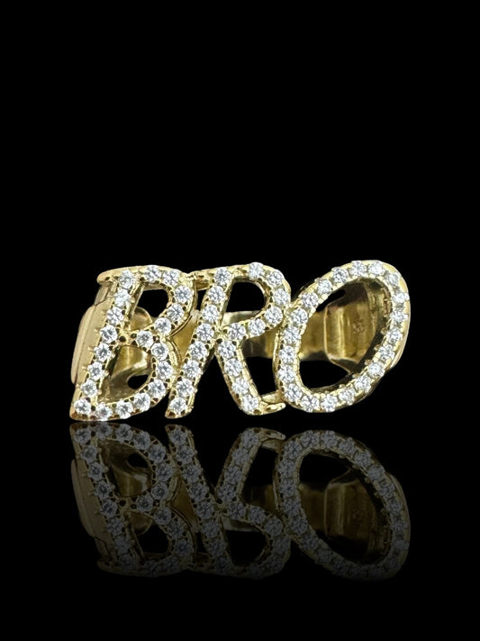 Men’s Silver Gold Plated “BRO” Ring