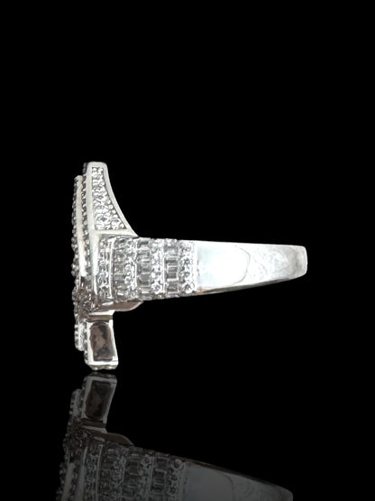 Men’s CZ Stone Silver Spade Ring