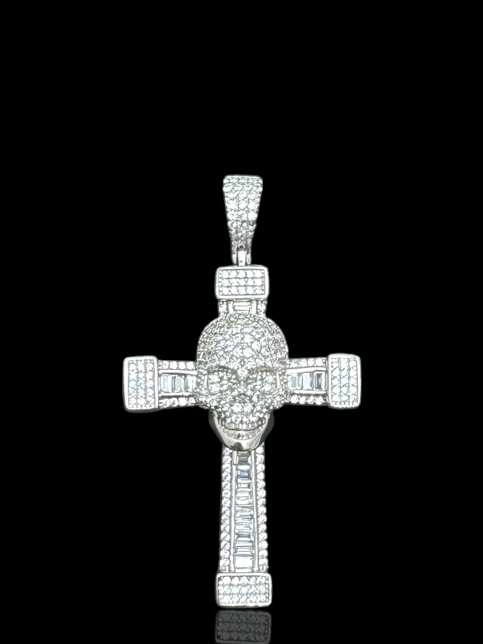Men’s Skull Design Silver Cross Pendant