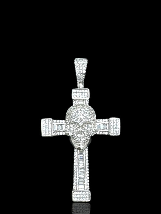 Men’s Skull Design Silver Cross Pendant