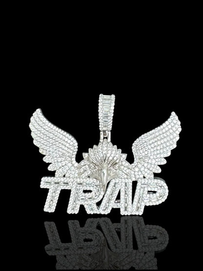 Men’s CZ Silver Winged Trap Pendant