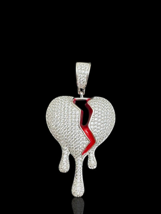 Men’s Iced Out Broken Heart Pendant – CZ Hip Hop Statement Necklace